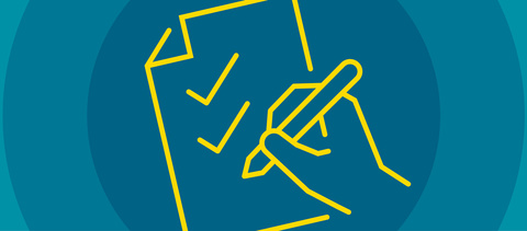 Image of hand holding a pen and ticking off items on a list