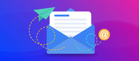 Image of open envelope with arrow and @ sign