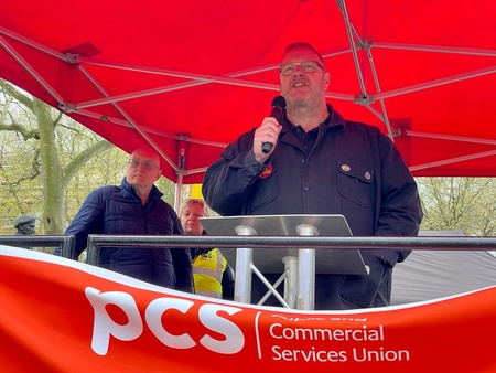 PCS deputy president Martin Cavanagh addressing the London rally.