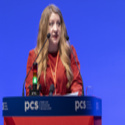 The photo shows Hannah David speaking at PCS annual delegate conference in May 2023